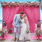 10x12ft Hot Pink Backdrop Curtain Panels for Parties - Wrinkle Free Polyester Photo Curtain Backdrop Wedding, alternate view
