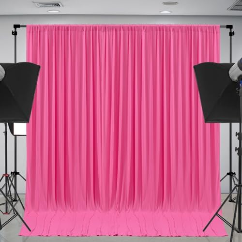 10x12ft Hot Pink Backdrop Curtain Panels for Parties - Wrinkle Free Polyester Photo Curtain Backdrop Wedding, alternate view