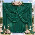 10x12ft Hunter Green Backdrop Curtain for Wedding Parties, 2 Panels (5x12 ft Each) Wrinkle-Free Dackdrop