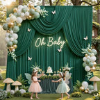10x12ft Hunter Green Backdrop Curtain for Wedding Parties, 2 Panels (5x12 ft Each) Wrinkle-Free Dackdrop, alternate view 2
