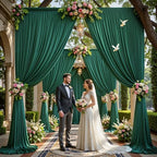 10x12ft Hunter Green Backdrop Curtain for Wedding Parties, 2 Panels (5x12 ft Each) Wrinkle-Free Dackdrop, alternate view 7