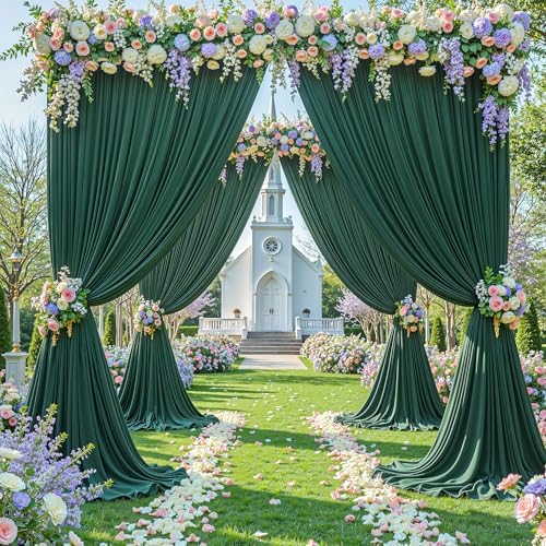 10x12ft Hunter Green Backdrop Curtain Panels for Parties - Wrinkle Free Polyester Photo Curtain Backdrop Wedding, alternate