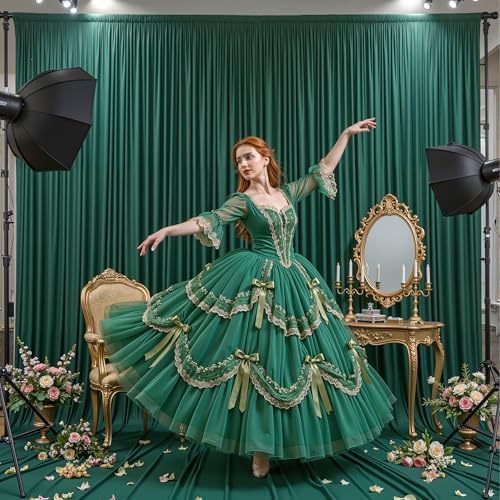 10x12ft Hunter Green Backdrop Curtain Panels for Parties - Wrinkle Free Polyester Photo Curtain Backdrop Wedding, alternate