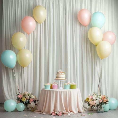 10x12ft Ivory Backdrop Curtain for Wedding Parties, Wrinkle Free 2 Panels Silky Polyester Photo Backdrop Drapes, alternate
