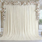 10x12ft Ivory Backdrop Curtain Panels for Parties - Wrinkle Free Polyester Photo Curtain Backdrop Wedding Back