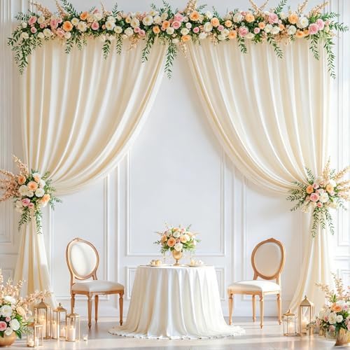 10x12ft Ivory Backdrop Curtain Panels for Parties - Wrinkle Free Polyester Photo Curtain Backdrop Wedding Back, alternate