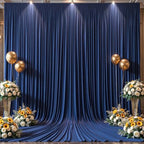 10x12ft Navy Blue Backdrop Curtain Panels for Parties - Wrinkle Free Polyester Photo Curtain Backdrop Wedding