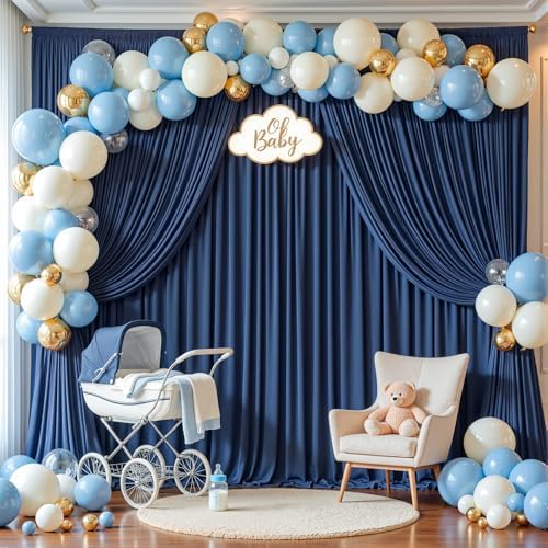10x12ft Navy Blue Backdrop Curtain Panels for Parties - Wrinkle Free Polyester Photo Curtain Backdrop Wedding, alternate view