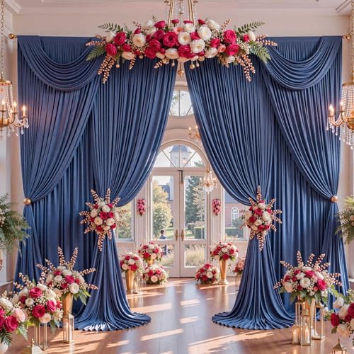 10x12ft Navy Blue Backdrop Curtains, Wrinkle Free Fabric Drapes for Backdrop, Photo Backdrop Drapes for Wedding, alternate
