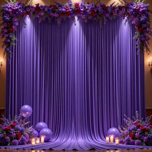 10x12ft Purple Backdrop Curtain Panels for Parties - Wrinkle Free Polyester Photo Curtain Backdrop Wedding Back