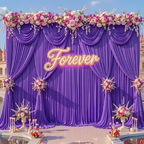 10x12ft Purple Backdrop Curtains, Wrinkle Free Fabric Drapes for Backdrop, Photo Backdrop Drapes for Wedding