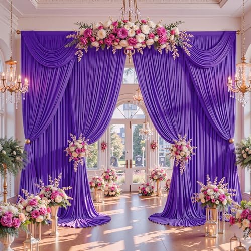 10x12ft Purple Backdrop Curtains, Wrinkle Free Fabric Drapes for Backdrop, Photo Backdrop Drapes for Wedding, alternate view