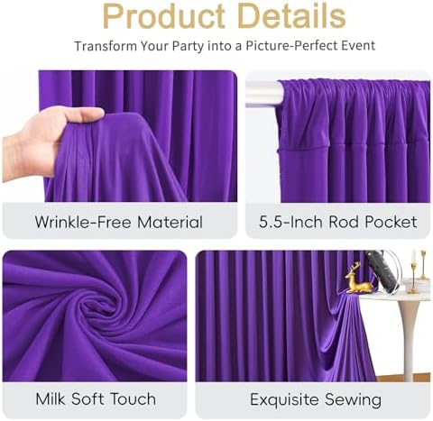10x12ft Purple Backdrop Curtains, Wrinkle Free Fabric Drapes for Backdrop, Photo Backdrop Drapes for Wedding, alternate view