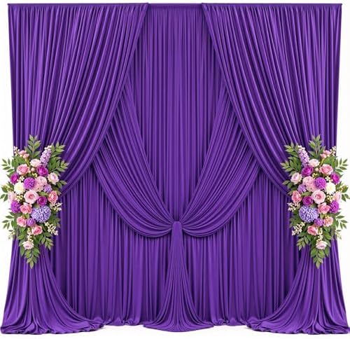 10x12ft Purple Backdrop Curtains, Wrinkle Free Fabric Drapes for Backdrop, Photo Backdrop Drapes for Wedding, alternate view