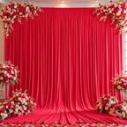 10x12ft Red Backdrop Curtain Panels for Parties - Wrinkle Free Polyester Photo Curtain Backdrop Wedding Back