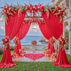 10x12ft Red Backdrop Curtain Panels for Parties - Wrinkle Free Polyester Photo Curtain Backdrop Wedding Back, alternate view