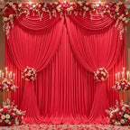 10x12ft Red Backdrop Curtain Panels for Parties - Wrinkle Free Polyester Photo Curtain Backdrop Wedding Back, alternate view