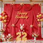 10x12ft Red Backdrop Curtains for Parties Wrinkle Free Fabric Backdrop Curtain Birthday Photo Drapes Backdrop