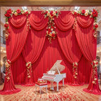10x12ft Red Backdrop Curtains for Parties Wrinkle Free Fabric Backdrop Curtain Birthday Photo Drapes Backdrop, alternate view