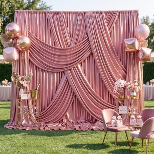 10x12FT Rose Gold Sequin Curtains Backdrop, Wrinkle Free Drop for Wedding in 10x12FT