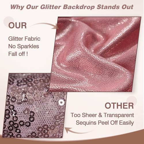 10x12FT Rose Gold Sequin Curtains Backdrop, Wrinkle Free Drop for Wedding in 10x12FT, alternate view 3