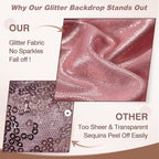 10x12FT Rose Gold Sequin Curtains Backdrop, Wrinkle Free Drop for Wedding in 10x12FT, alternate view 3