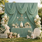 10x12ft Sage Green Backdrop Curtain, 2 Panels 5x12ft Thick Wrinkle-Free Polyester Fabric, Professional, alternate view 2