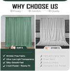 10x12ft Sage Green Backdrop Curtain, 2 Panels 5x12ft Thick Wrinkle-Free Polyester Fabric, Professional, alternate view 4