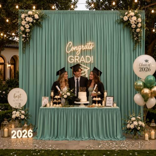 10x12ft Sage Green Backdrop Curtain, 2 Panels 5x12ft Thick Wrinkle-Free Polyester Fabric, Professional, alternate view 7