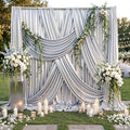 10x12FT Silver Sequin Curtains Backdrop, Wrinkle Free Back Drop for Wedding in 10x12FT