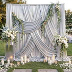10x12FT Silver Sequin Curtains Backdrop, Wrinkle Free Back Drop for Wedding in 10x12FT