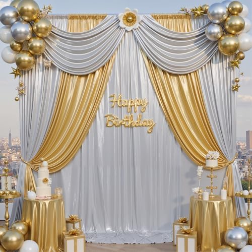 10x12FT Silver Sequin Curtains Backdrop, Wrinkle Free Back Drop for Wedding in 10x12FT, alternate view 2