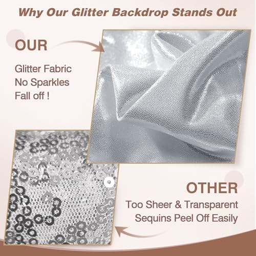 10x12FT Silver Sequin Curtains Backdrop, Wrinkle Free Back Drop for Wedding in 10x12FT, alternate view 4