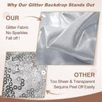 10x12FT Silver Sequin Curtains Backdrop, Wrinkle Free Back Drop for Wedding in 10x12FT, alternate view 4