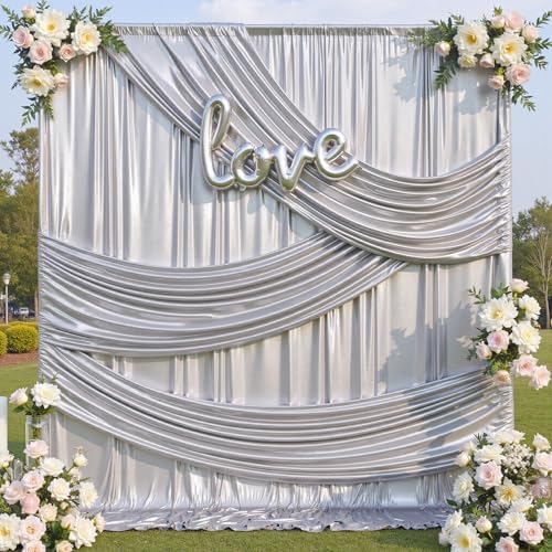 10x12FT Silver Sequin Curtains Backdrop, Wrinkle Free Back Drop for Wedding in 10x12FT, alternate view 6
