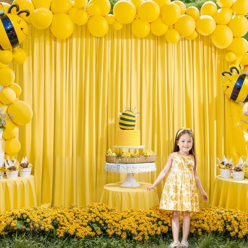 10x12ft Yellow Backdrop Curtain Panels for Parties - Wrinkle Free Polyester Photo Curtain Backdrop Wedding Back, alternate