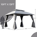 10x13 Gazebo Replacement Canopy Curved Top Double Soft Canopy for Patio, Deck, Backyard, Garden, Lawns (Curved, alternate