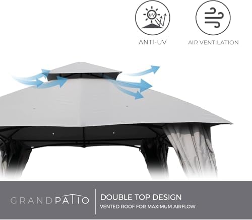 10x13 Gazebo Replacement Canopy Curved Top Double Soft Canopy for Patio, Deck, Backyard, Garden, Lawns (Curved, alternate
