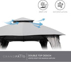 10x13 Gazebo Replacement Canopy Curved Top Double Soft Canopy for Patio, Deck, Backyard, Garden, Lawns (Curved, alternate