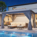 10x13 Outdoor Gazebo with Curtains, Netting & Double Roof