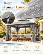 10x13 Outdoor Gazebo with Curtains, Netting & Double Roof, alternate view 7