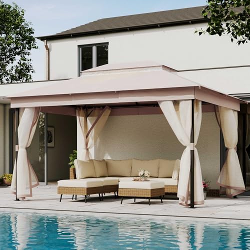 10x13 Outdoor Gazebo with Netting & Double Roof