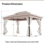 10x13 Outdoor Gazebo with Netting & Double Roof, alternate view 2