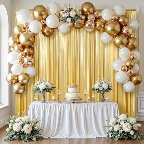 10x14FT Gold Sequin Backdrop Curtain - 2 Panels of 5x14FT Wrinkle-Free Reusable Glitter Drapes for Photography, alternate