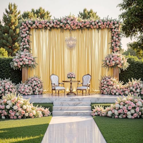10x14FT Gold Sequin Backdrop Curtain - 2 Panels of 5x14FT Wrinkle-Free Reusable Glitter Drapes for Photography, alternate