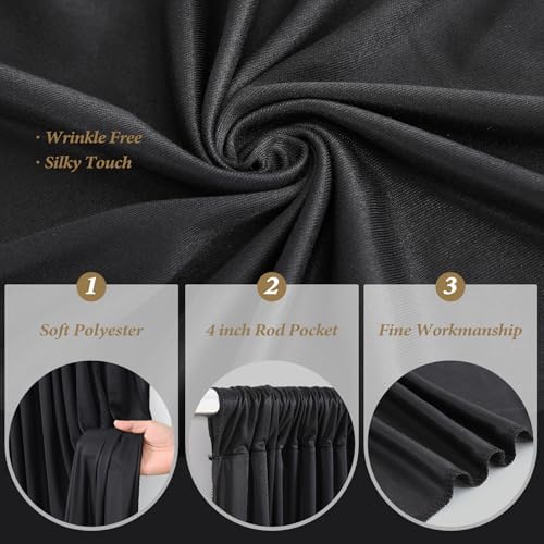 10x15 FT Black Backdrop Curtain for Parties Wrinkle Free Photo Backdrop Curtains Polyester Wedding Back Drop, alternate view