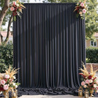10x15 ft Black Backdrop Curtain for Weddings & Parties - 2-Panel Wrinkle-Free Polyester Drape, 15 FT Long for, alternate view
