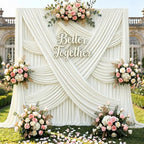 10x15 ft Drapes for Backdrop, Ivory Curtains for Weddings, Parties in 5ft(W)x15ft(H)_2 Panels in Ivory