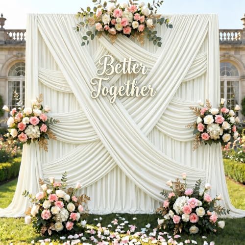 10x15 ft Drapes for Backdrop, Ivory Curtains for Weddings, Parties in 5ft(W)x15ft(H)_2 Panels in Ivory
