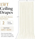 10x15 ft Drapes for Backdrop, Ivory Curtains for Weddings, Parties in 5ft(W)x15ft(H)_2 Panels in Ivory, alternate view 5